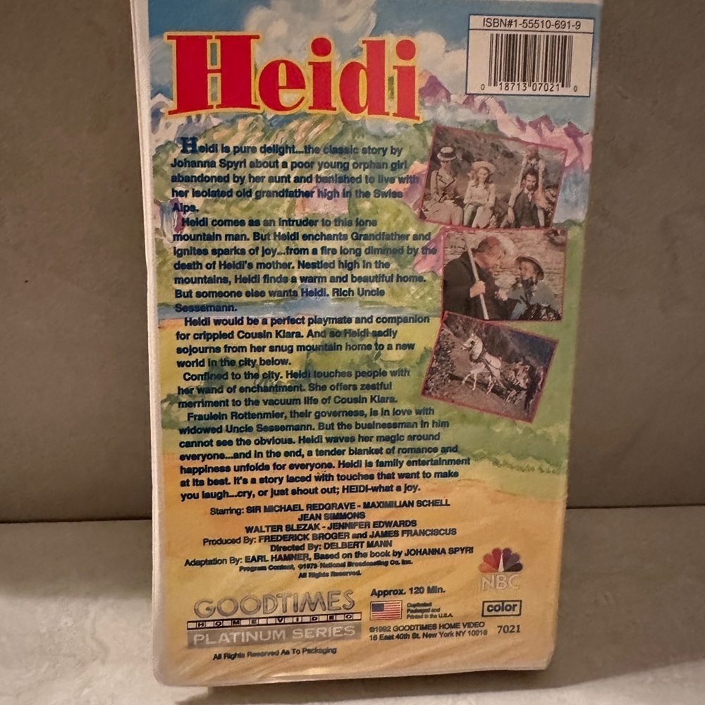 Vintage "HEIDI" (VHS Tape 1992)Clamshell Maximilian Schell Jennifer Edwards - Picture 2 of 3